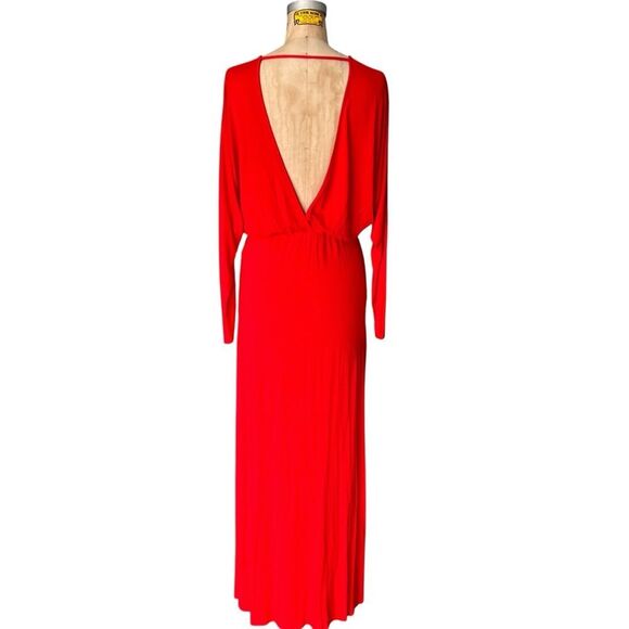 Young Fabulous & Broke Red Deep V Neck Maxi Dress XS - Picture 6 of 8